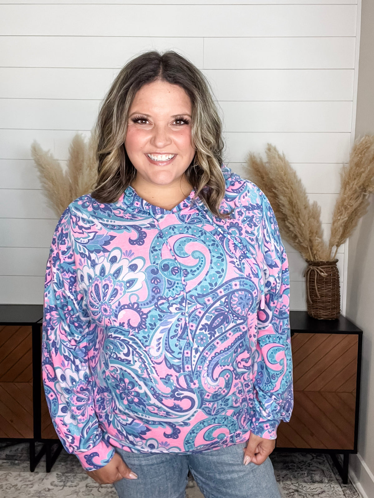 Dear Scarlett "Signal" Paisley Balloon Sleeve Hoodie