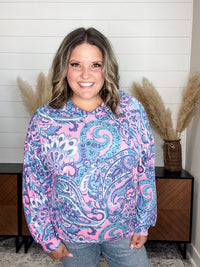 Dear Scarlett "Signal" Paisley Balloon Sleeve Hoodie