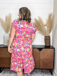 Floral Short Sleeve Tiered Dress