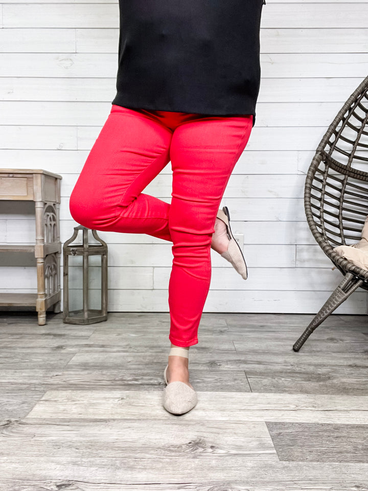 Judy Blue "Fire Engine" Red Tummy Control Skinny Jeans