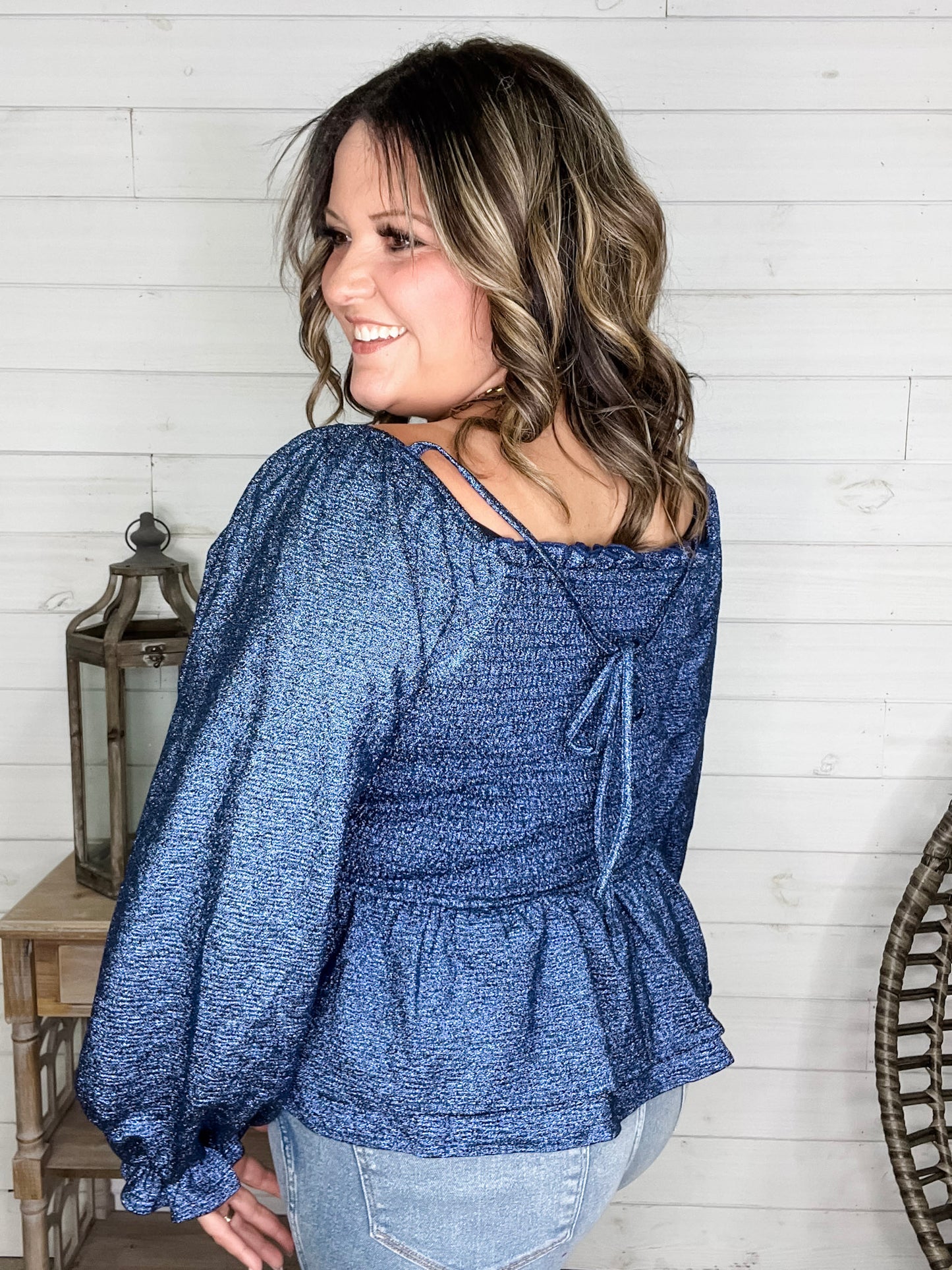 "Swiftly" Sparkle Peplum Top