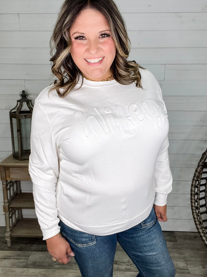 "Wifey" Embossed Crewneck Sweatshirt