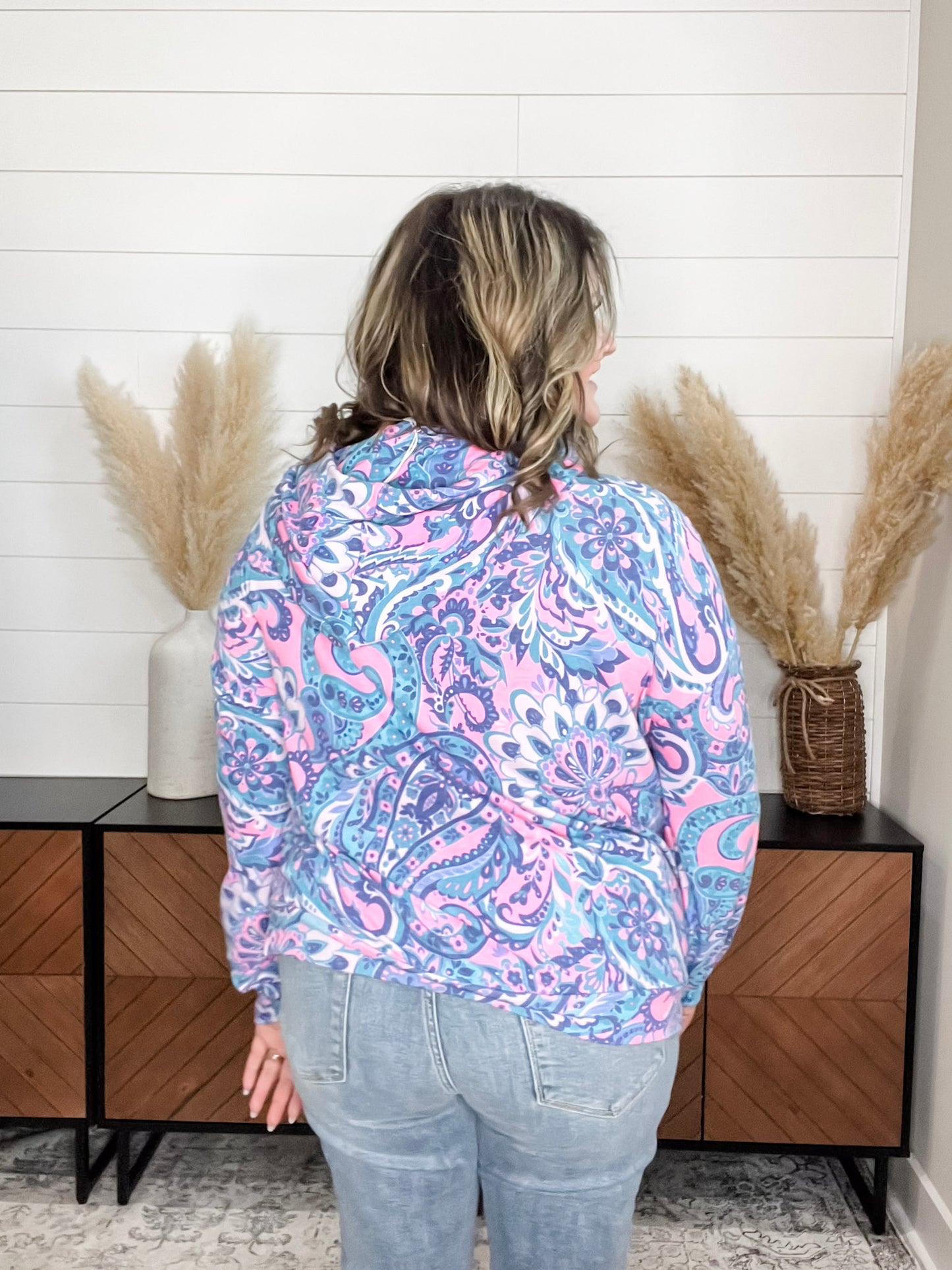 "Signal" Paisley Balloon Sleeve Hoodie