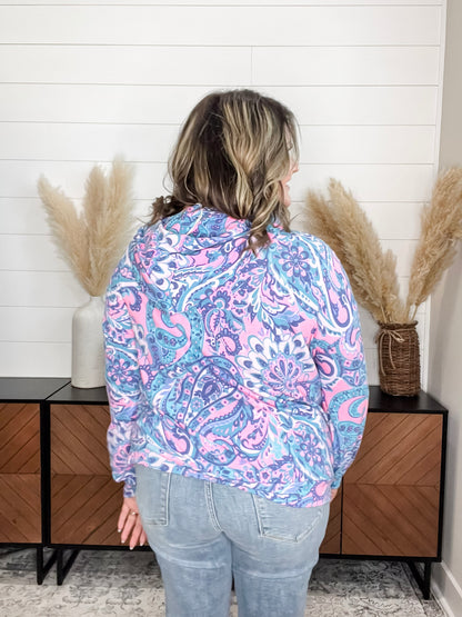 "Signal" Paisley Balloon Sleeve Hoodie