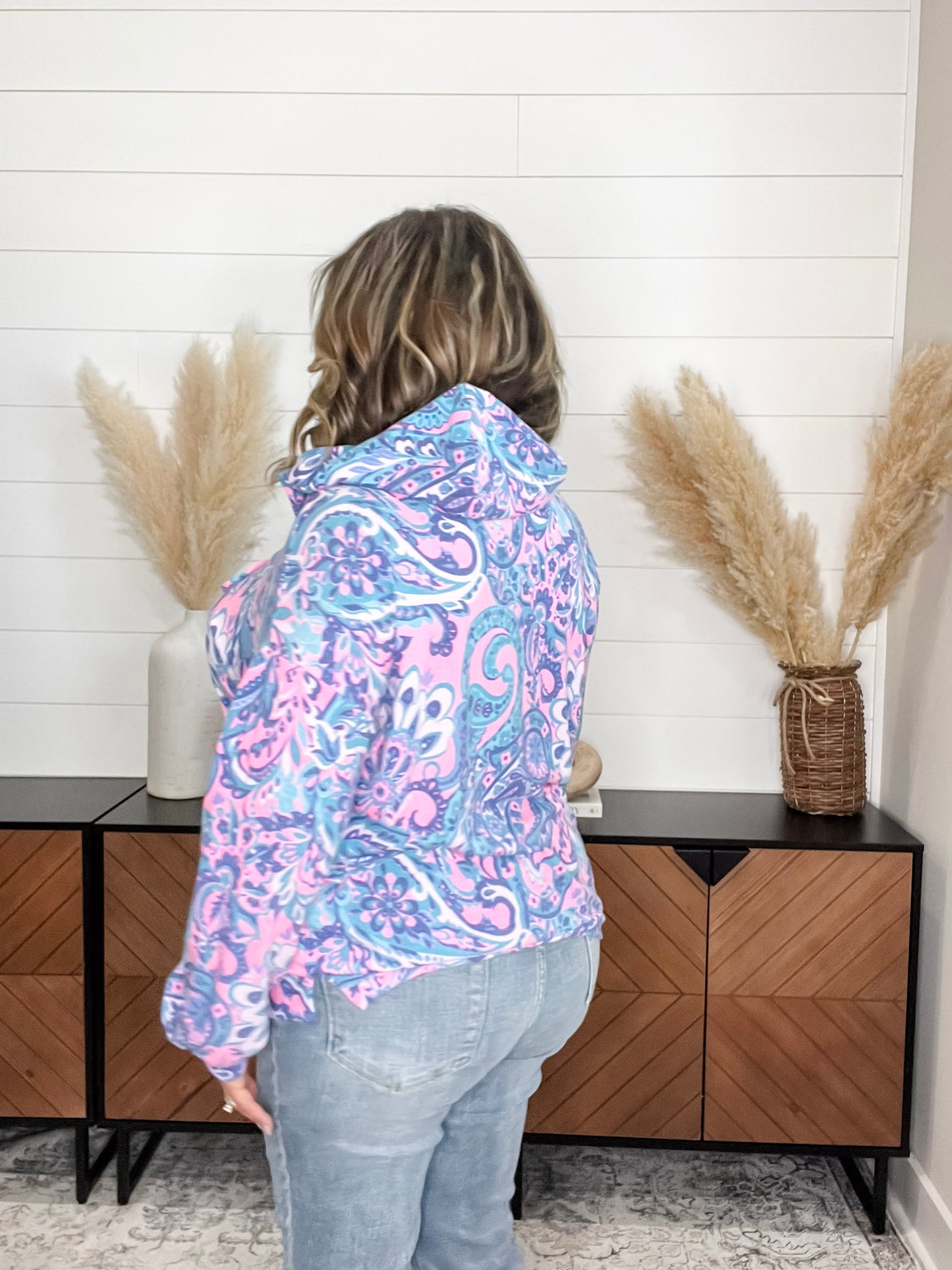 "Signal" Paisley Balloon Sleeve Hoodie