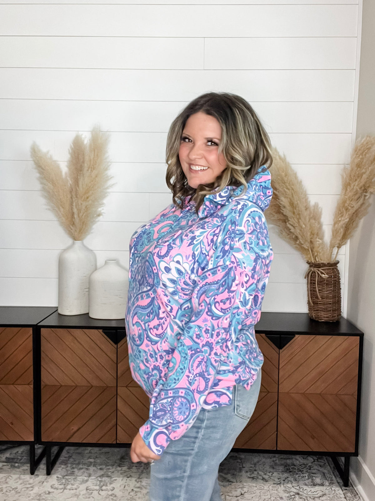 Dear Scarlett "Signal" Paisley Balloon Sleeve Hoodie