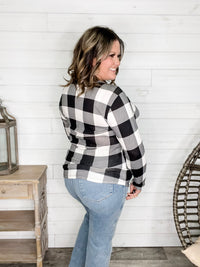 "Mindy" Black & White Check with Criss Cross & Lace Front Detail