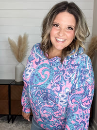 Dear Scarlett "Signal" Paisley Balloon Sleeve Hoodie