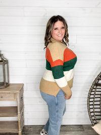 "Lindy" Long Sleeve Round Neck Stripe Sweater