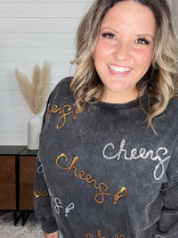 Sequin Cheers Long Sleeve (Black)