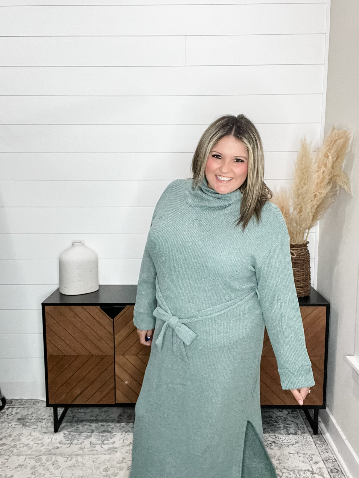 Dear Scarlett Travel Plush Knit Dress (Teal)