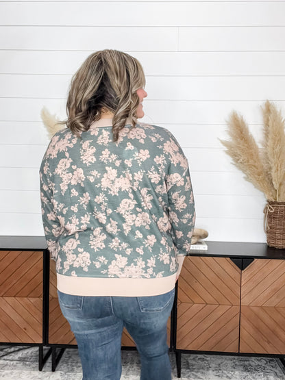"Energy" Long Sleeve Floral V Neck