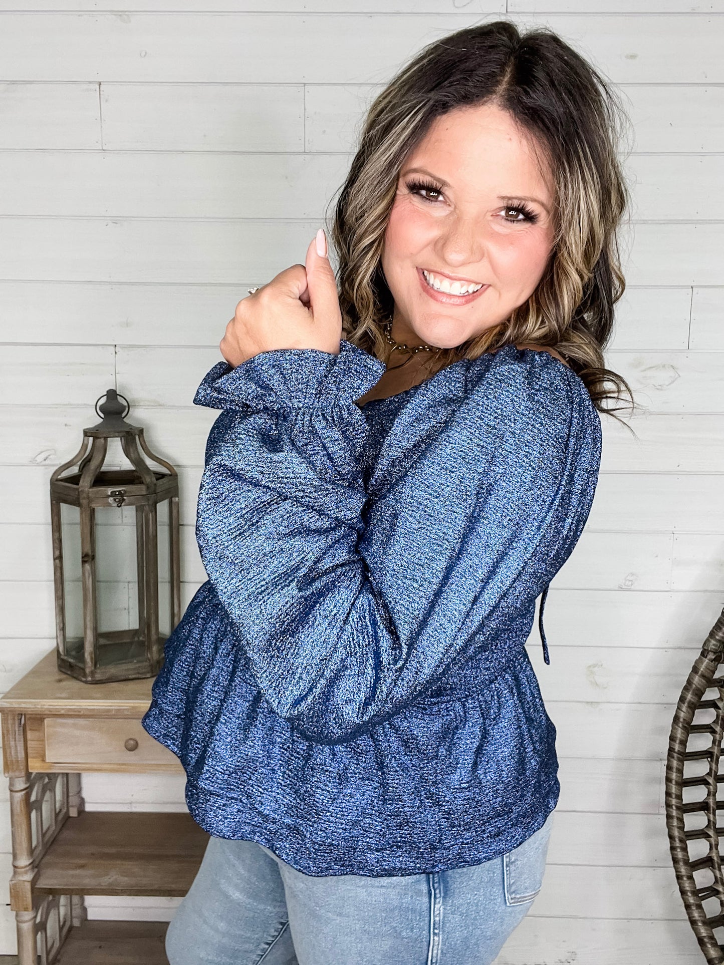"Swiftly" Sparkle Peplum Top
