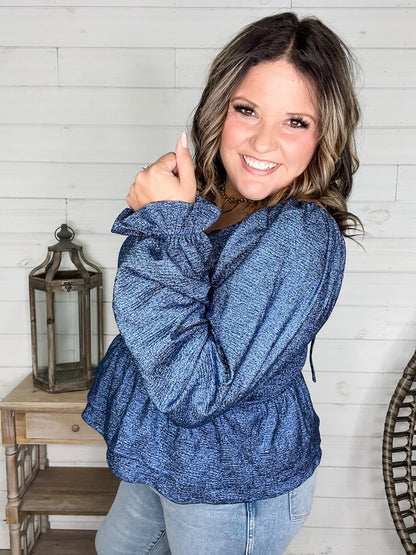 "Swiftly" Sparkle Peplum Top