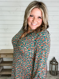 "Triangle" 3/4 Sleeve Button Front Lizzy Luxe
