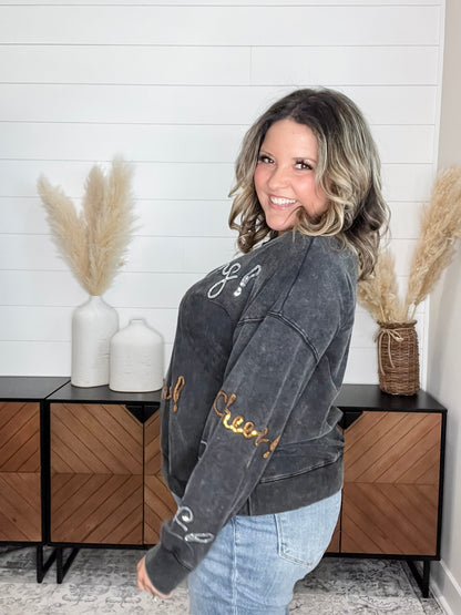 Sequin Cheers Long Sleeve (Black)