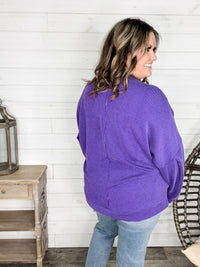 "Looks Like It" Oversized Corded Long Sleeve Pullover