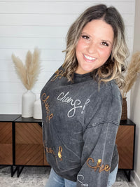 Sequin Cheers Long Sleeve (Black)