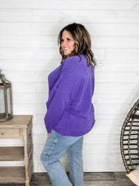 "Looks Like It" Oversized Corded Long Sleeve Pullover