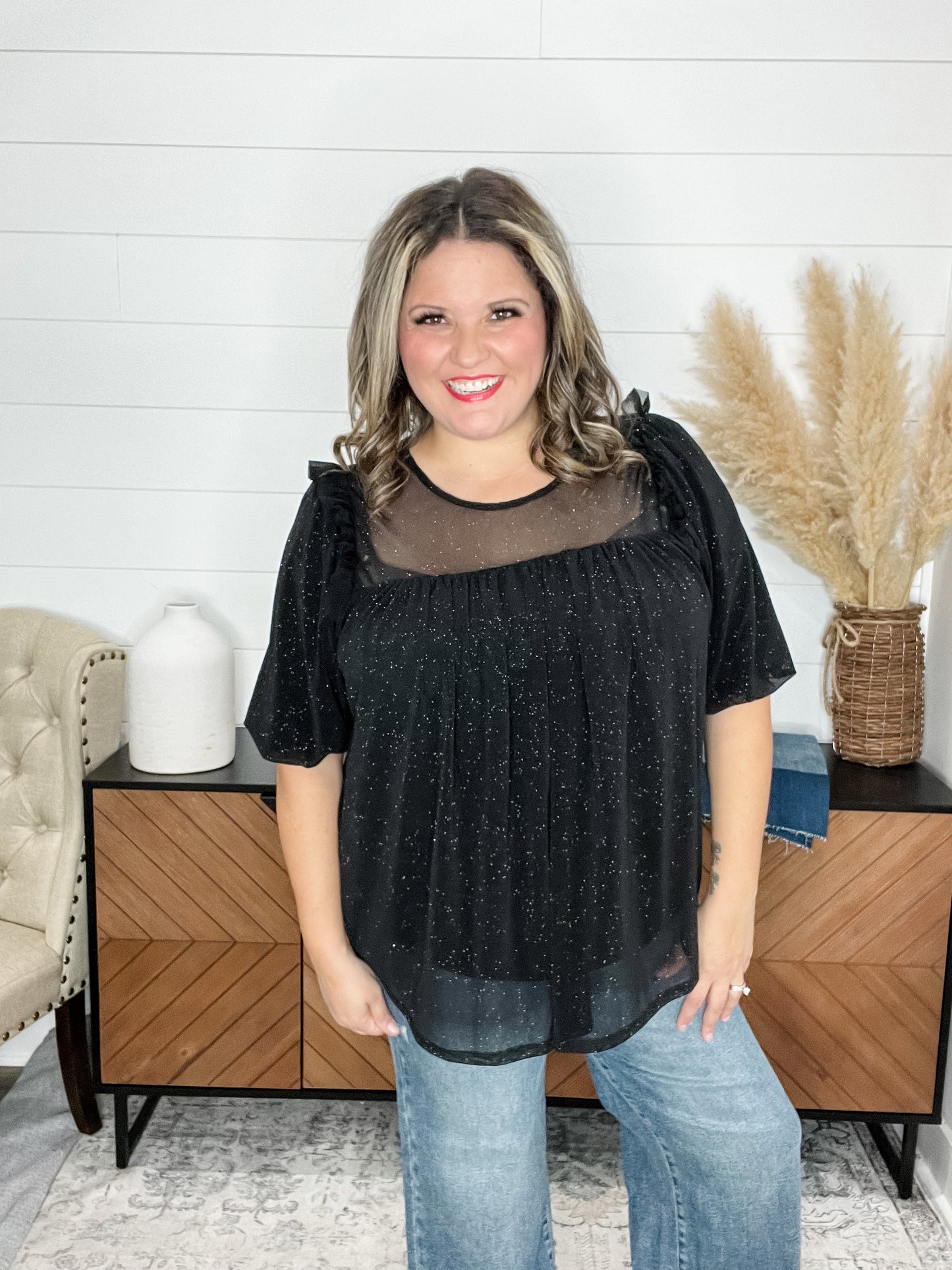 "Ophelia" Sparkle Tulle Bubble Sleeve