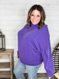 "Looks Like It" Oversized Corded Long Sleeve Pullover