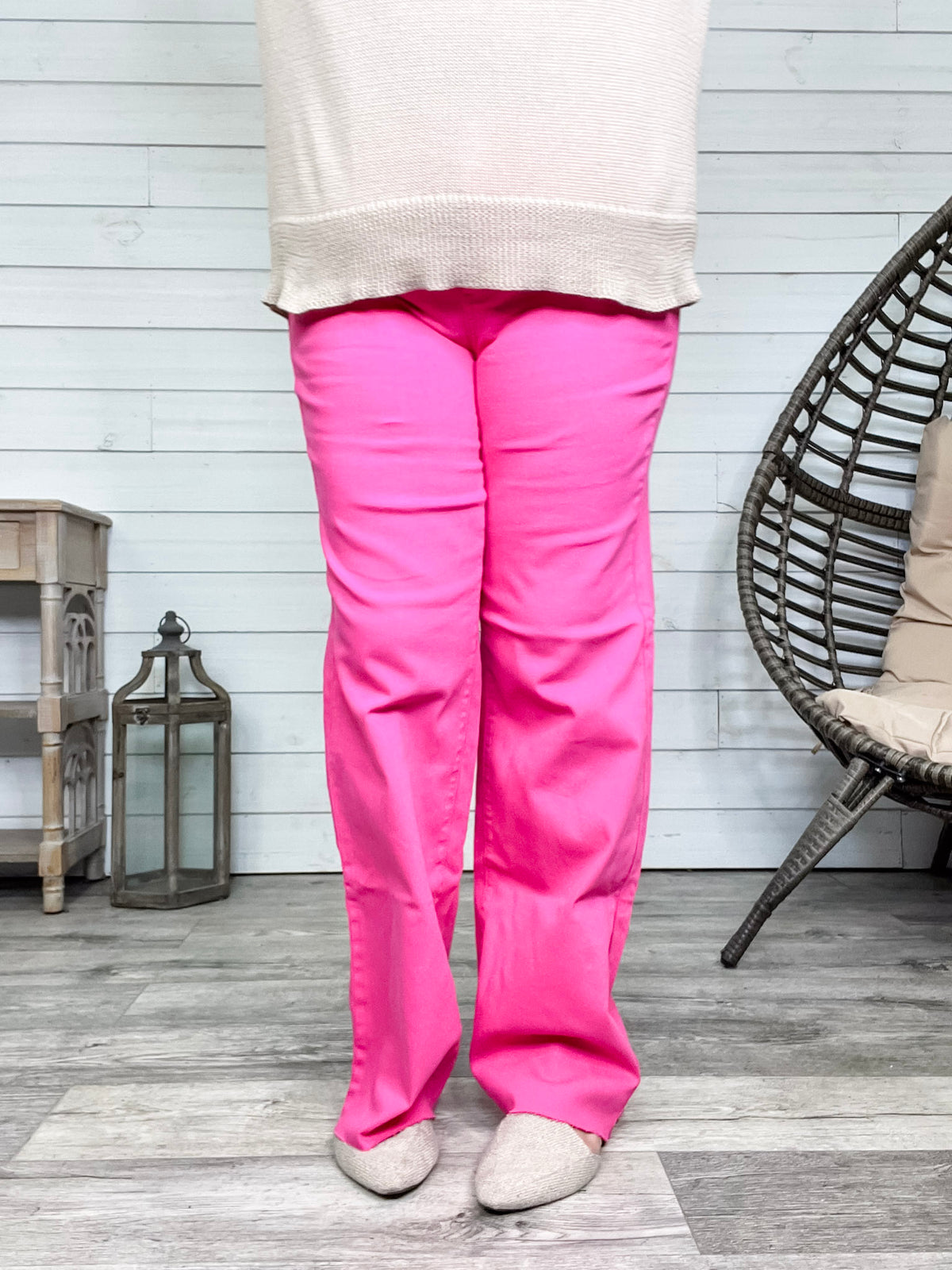 Judy Blue "Where's Ken?" Hot Pink Straight Leg Jeans