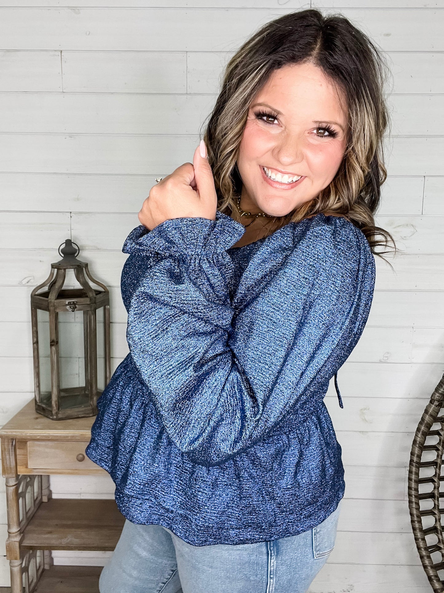 "Swiftly" Sparkle Peplum Top