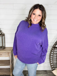 "Looks Like It" Oversized Corded Long Sleeve Pullover