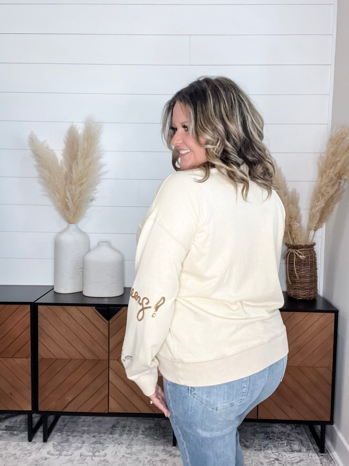 Sequin Cheers Long Sleeve (Ecru)