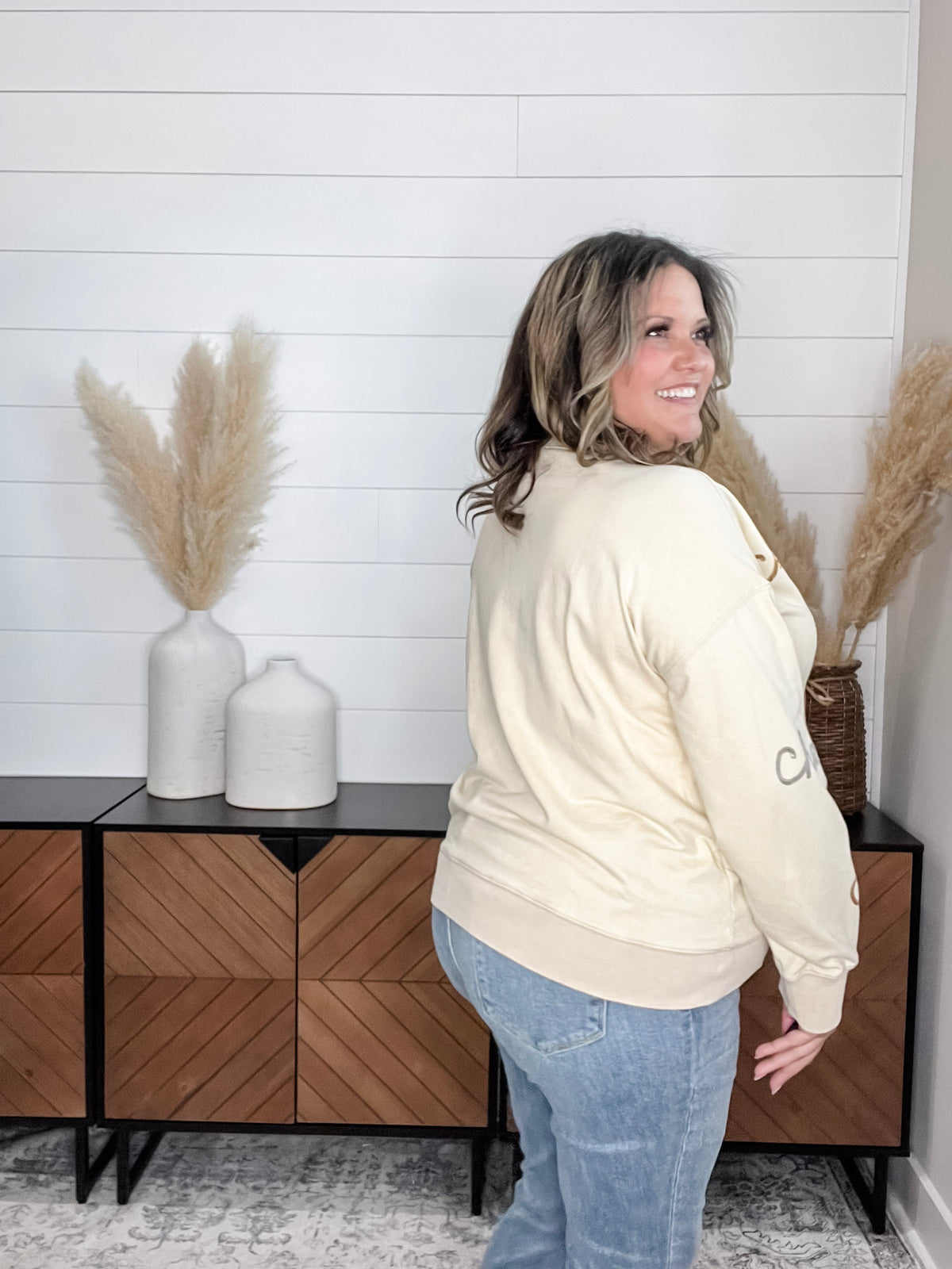 Sequin Cheers Long Sleeve (Ecru)