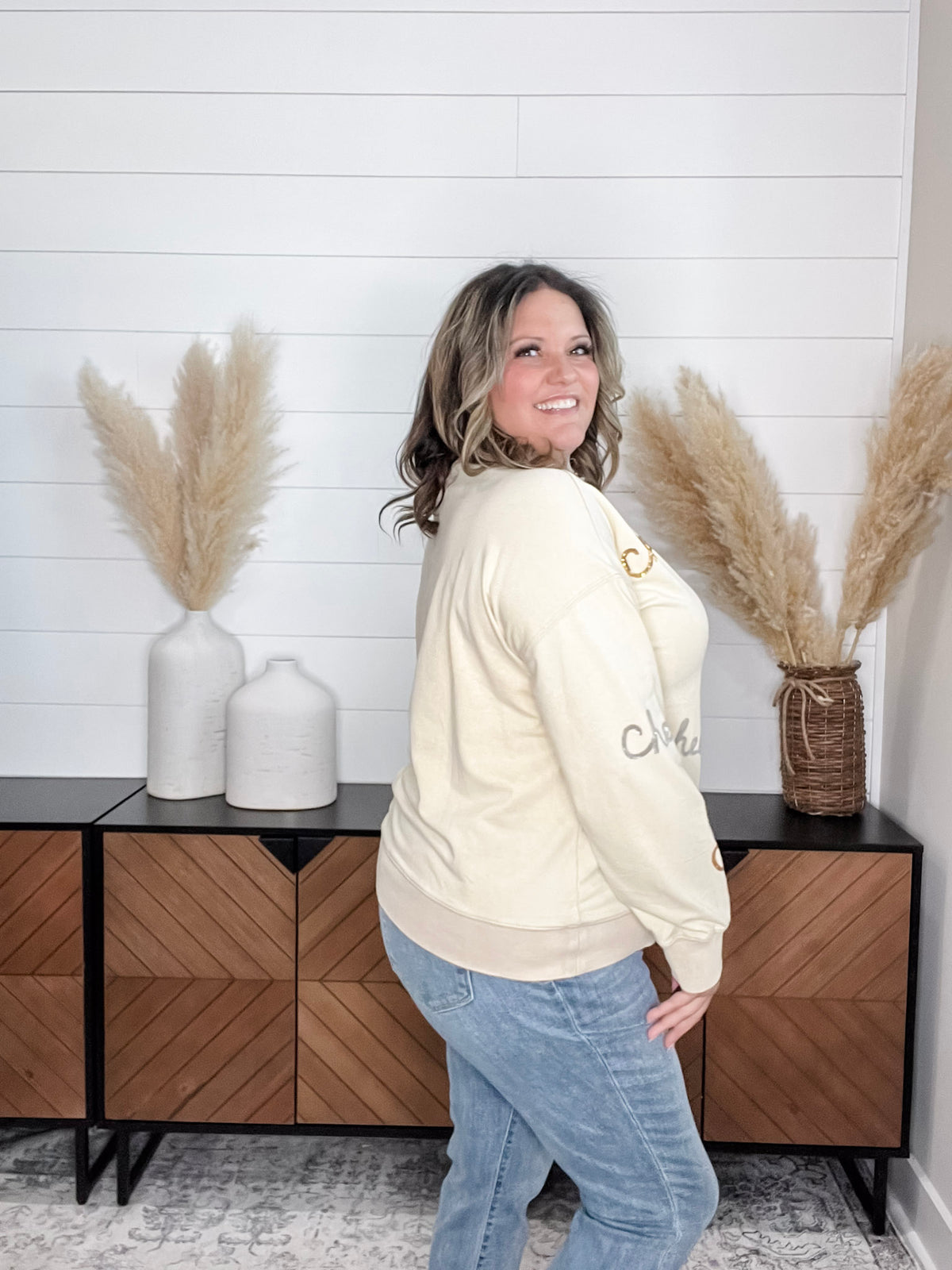 Sequin Cheers Long Sleeve (Ecru)