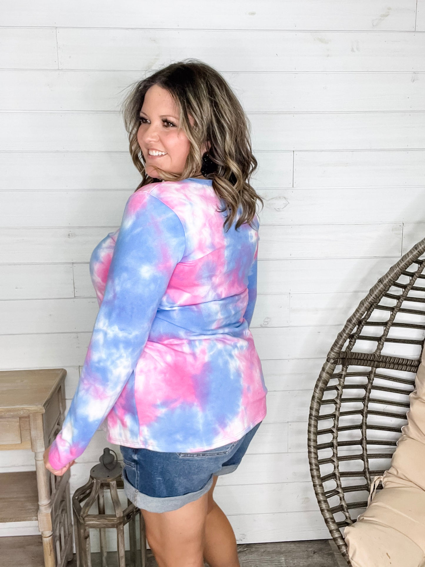 "Keegan" Long Sleeve Tie Dye V Neck