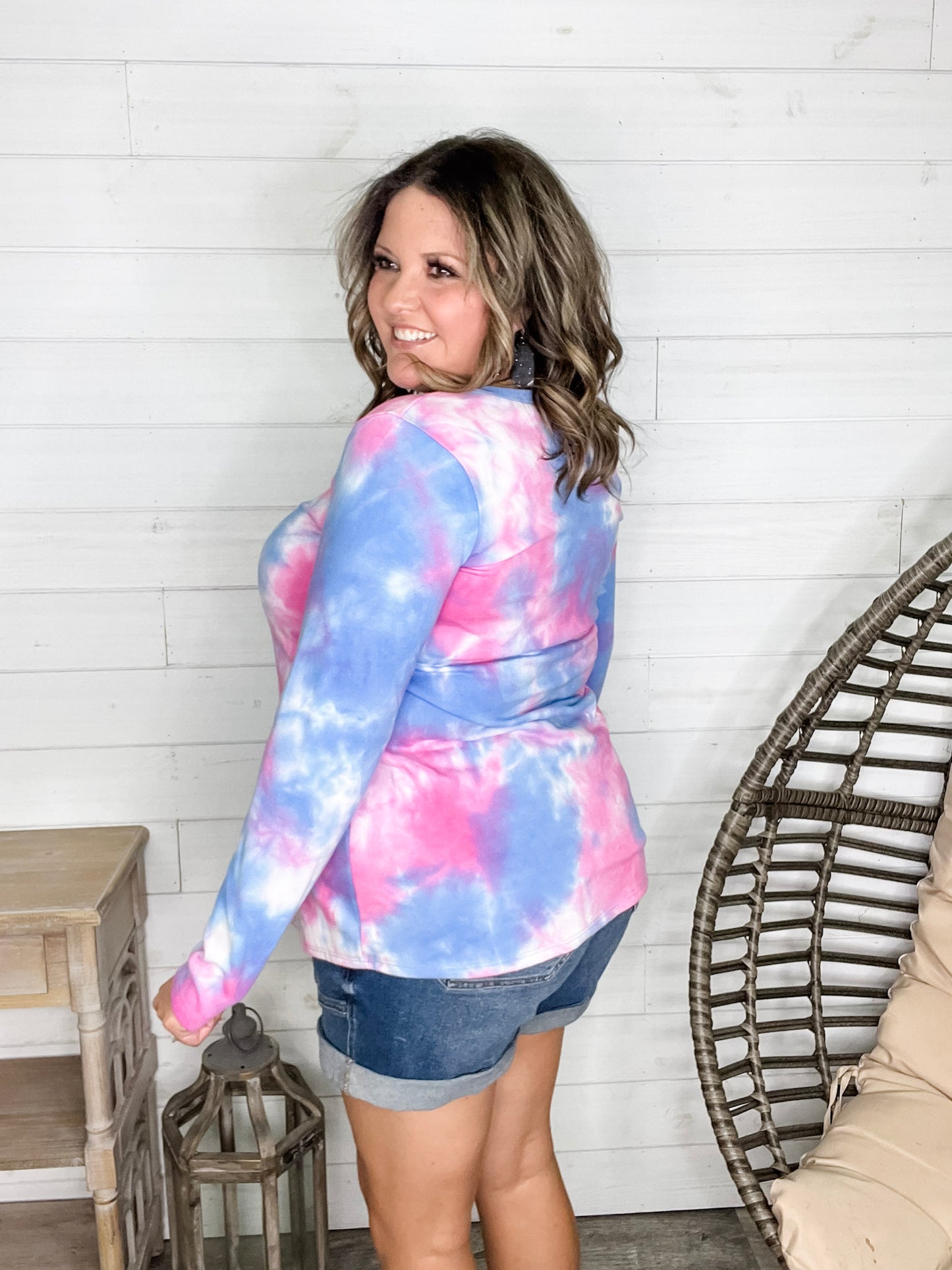 "Keegan" Long Sleeve Tie Dye V Neck
