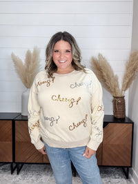 Sequin Cheers Long Sleeve (Ecru)