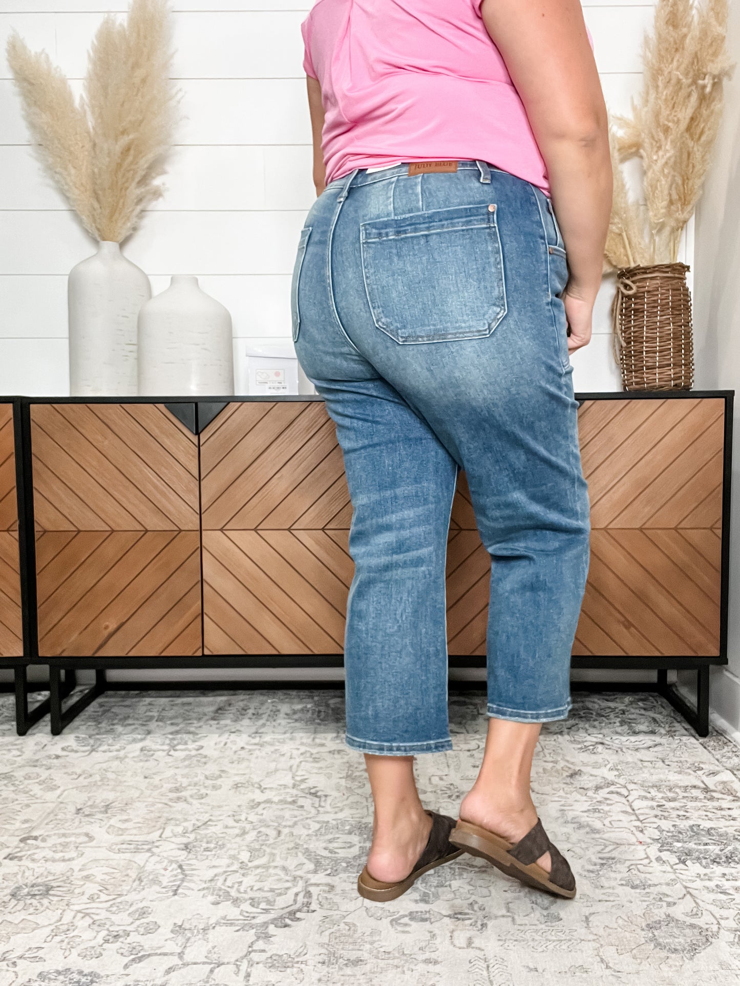 Judy Blue "Indifferent" Utility Pocket Wide Leg Crop