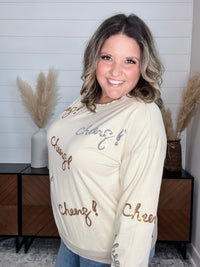 Sequin Cheers Long Sleeve (Ecru)