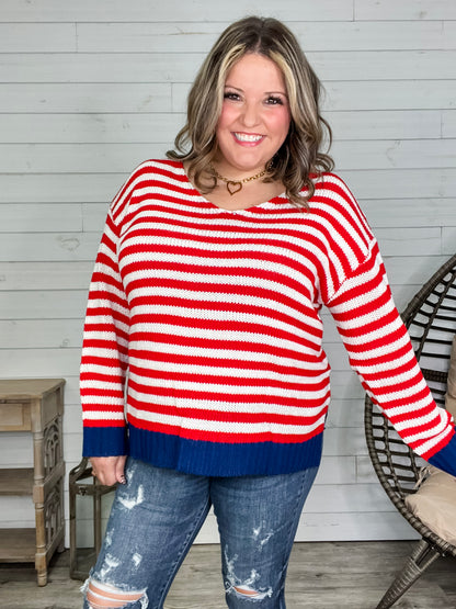 "First Alert" Stripe Sweater