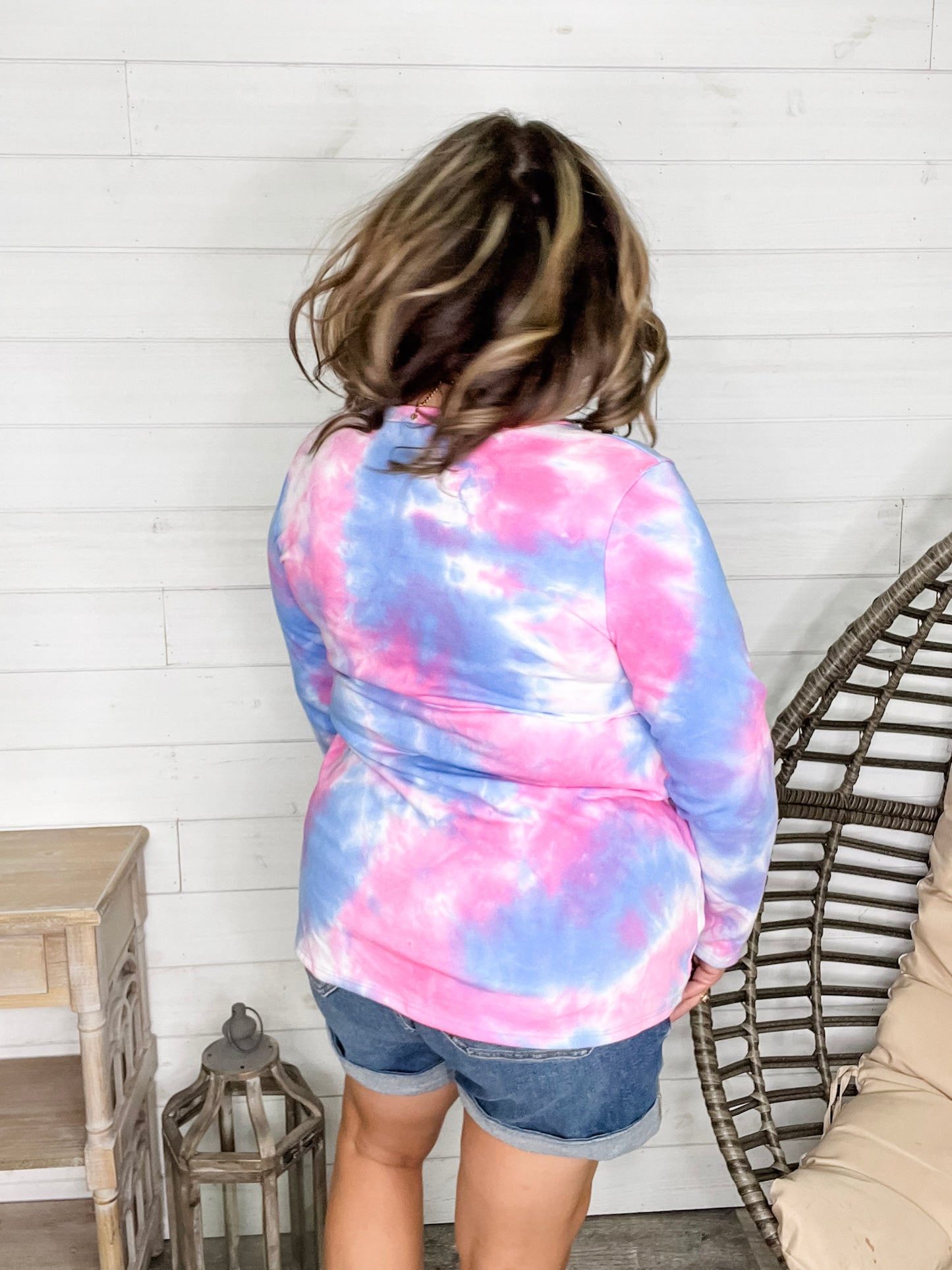 "Keegan" Long Sleeve Tie Dye V Neck