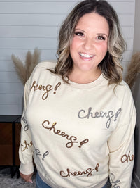Sequin Cheers Long Sleeve (Ecru)