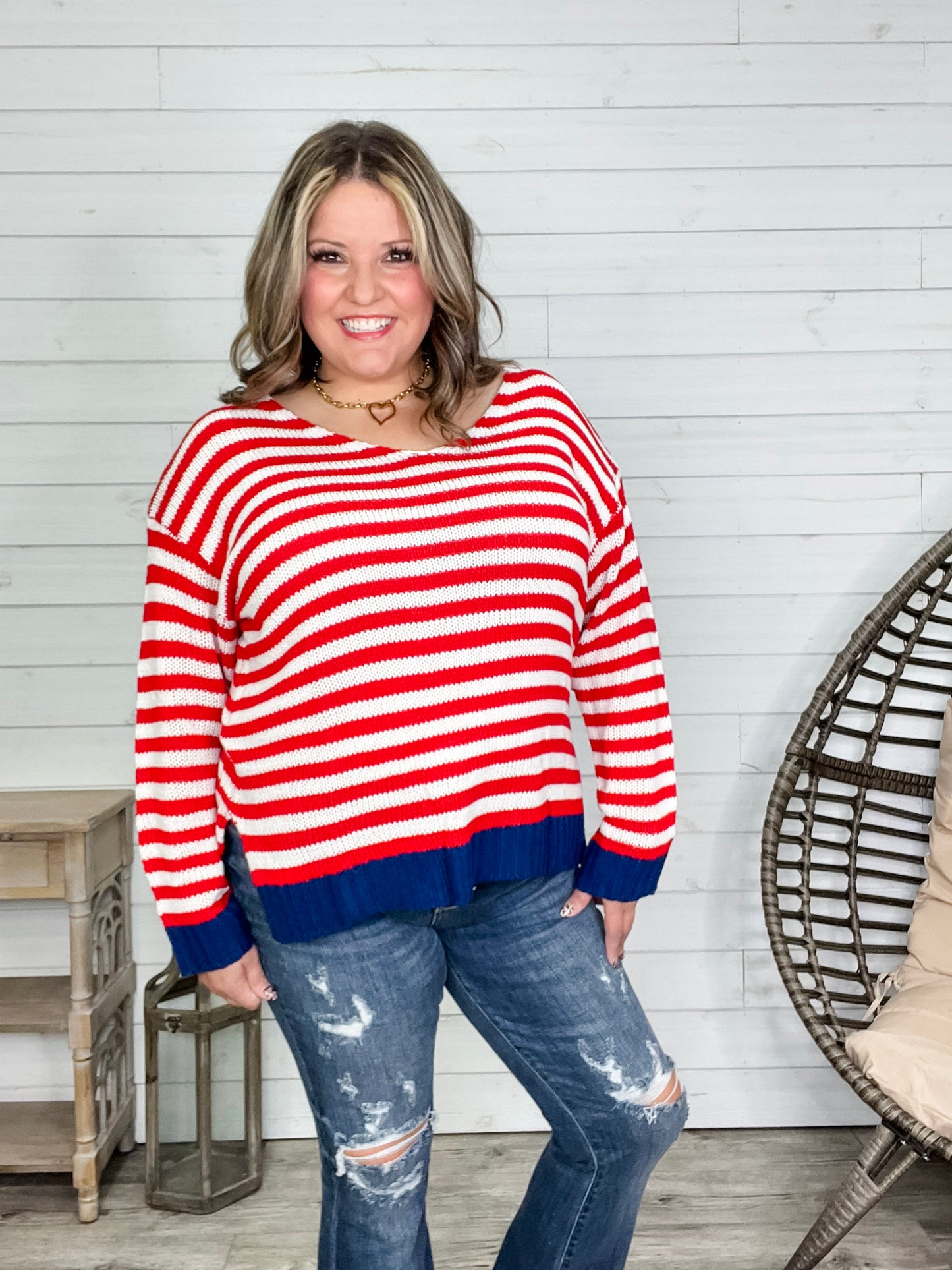 "First Alert" Stripe Sweater