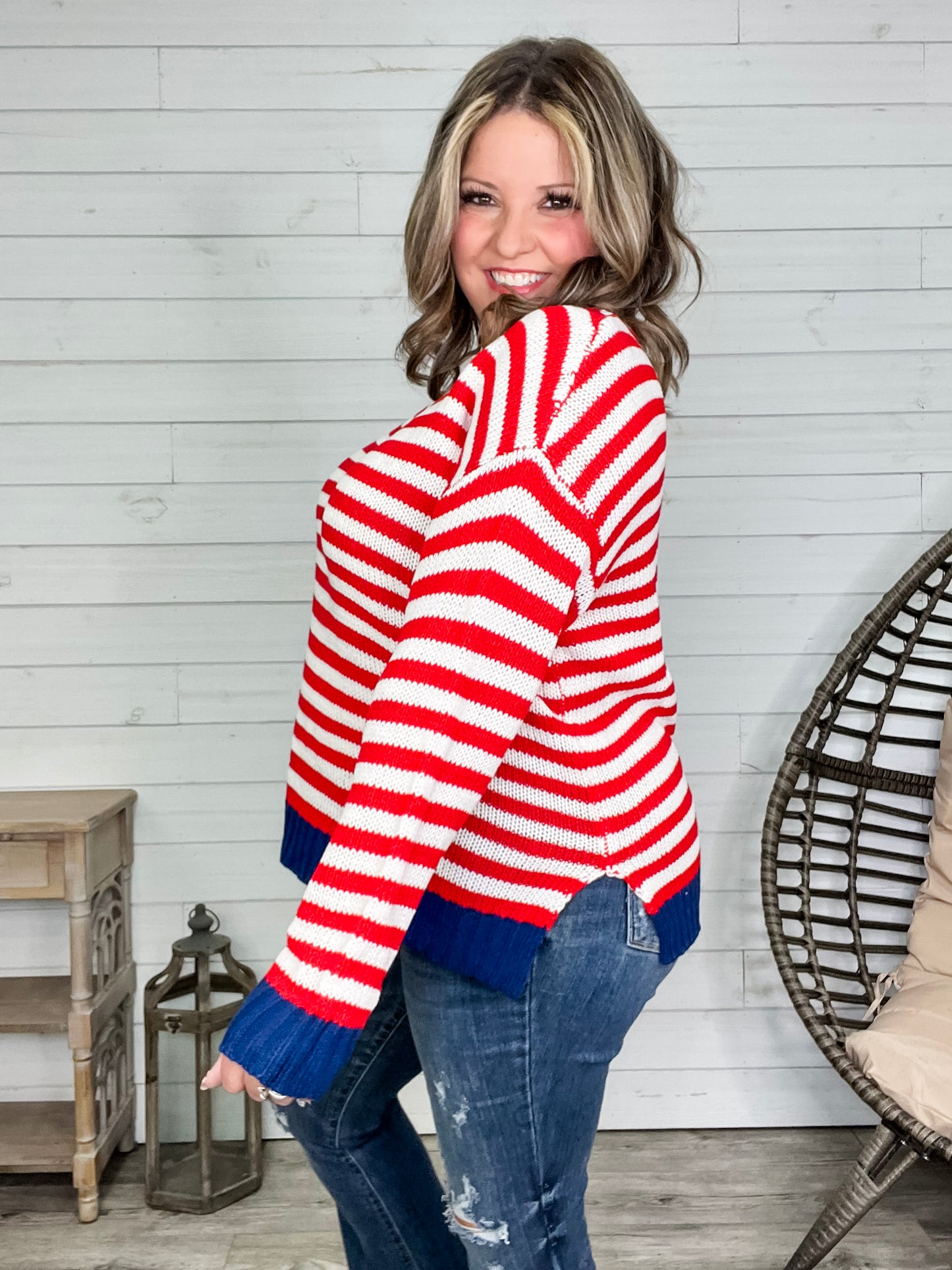 "First Alert" Stripe Sweater