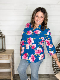 Dear Scarlett "Lavery" 3/4 Sleeve Split Neck Tops