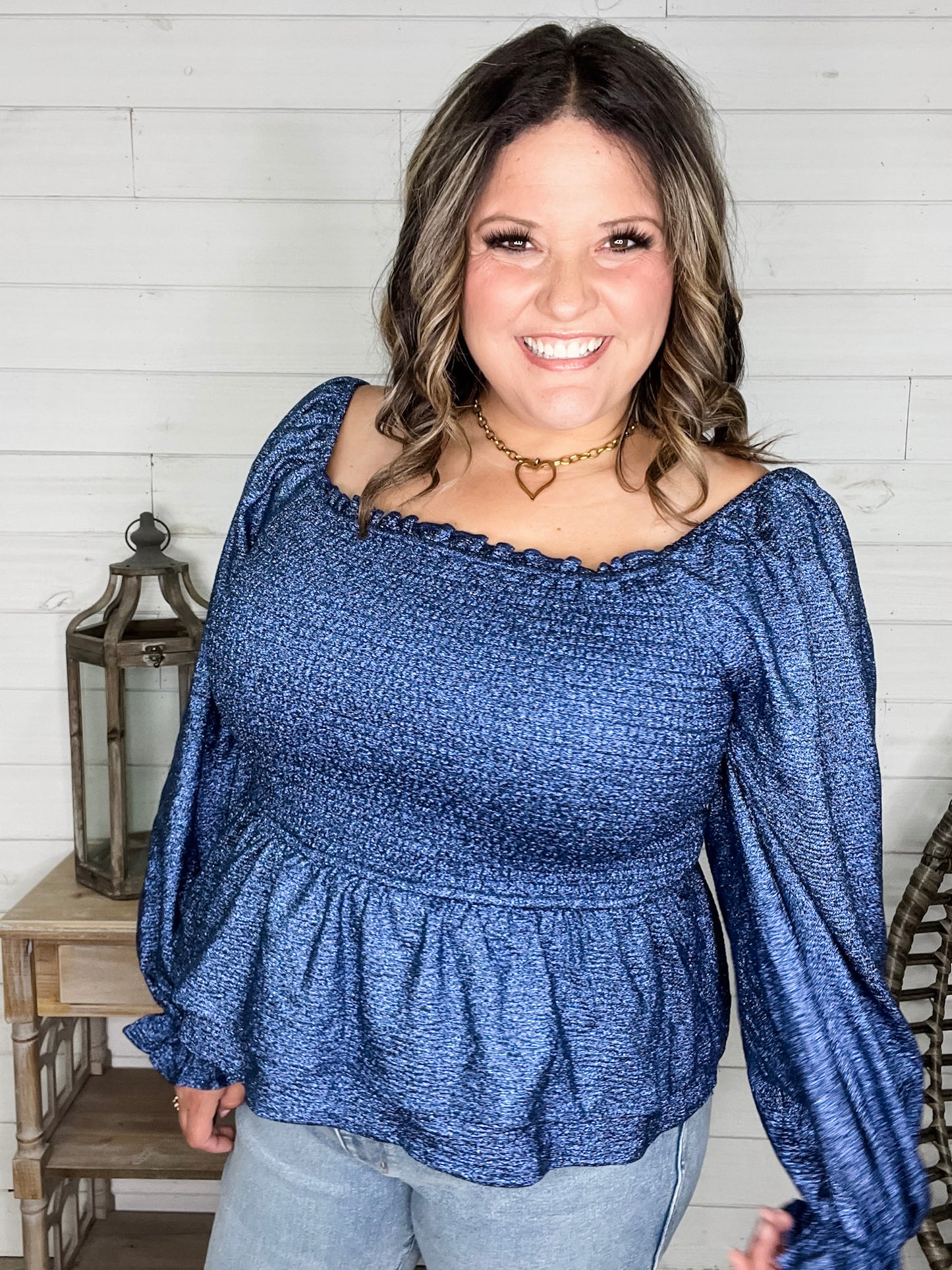 "Swiftly" Sparkle Peplum Top