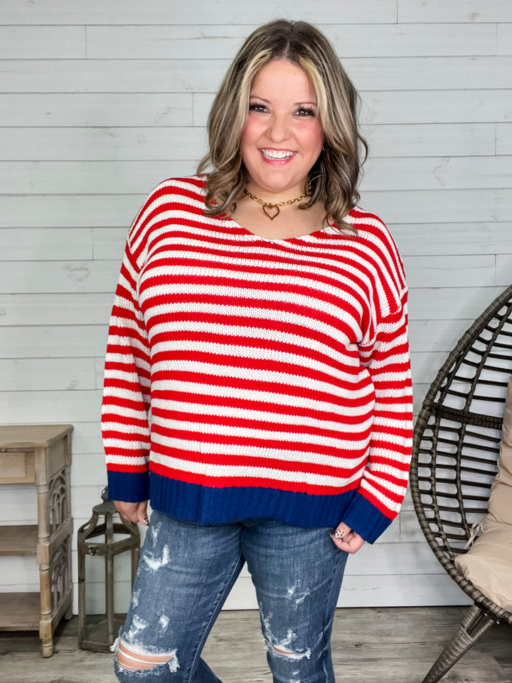 "First Alert" Stripe Sweater