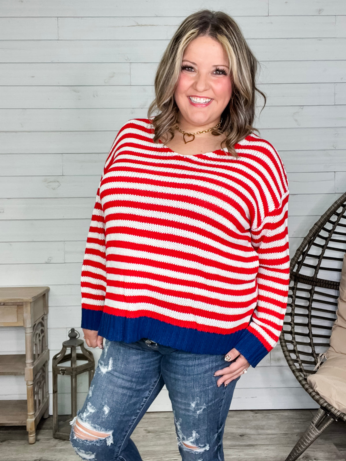 "First Alert" Stripe Sweater
