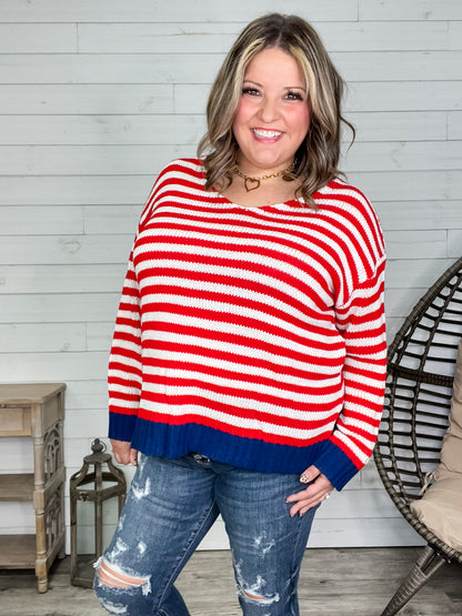"First Alert" Stripe Sweater