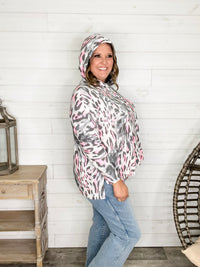 Dear Scarlett "By The Tail" Animal Print Hoodie with Side Slits