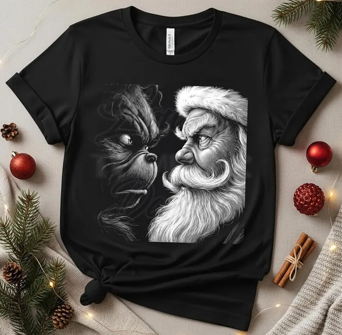 JOCOink He’s a mean one Santa (detail view) | Lola Monroe Boutique