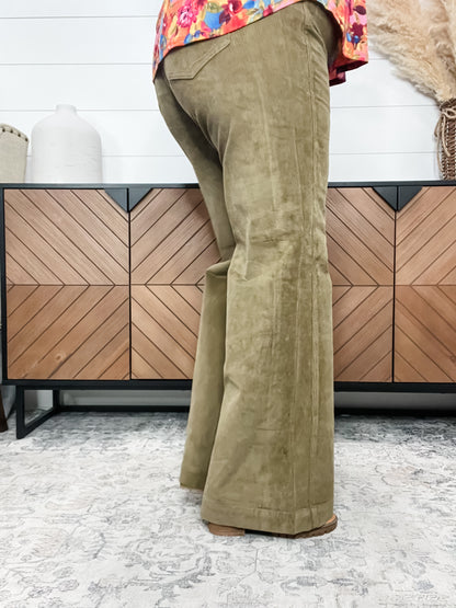 Judy Blue Olive Corduroy Wide Leg Jeans
