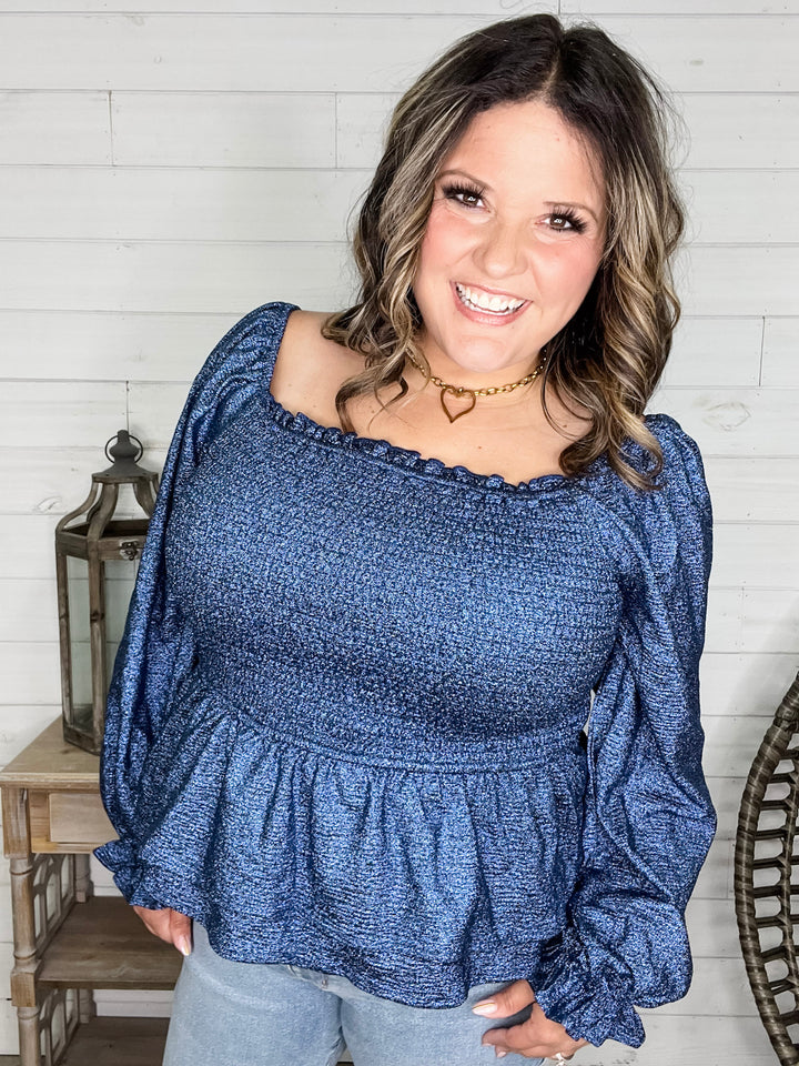 "Swiftly" Sparkle Peplum Top